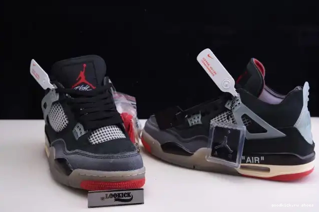 Cheap White Off Jordan 4 x Bred Air CV9388-001 Retro 0327